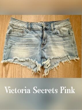 BRAND NEW-Victoria's Secret Light Wash Distressed Denim Booty Shorts